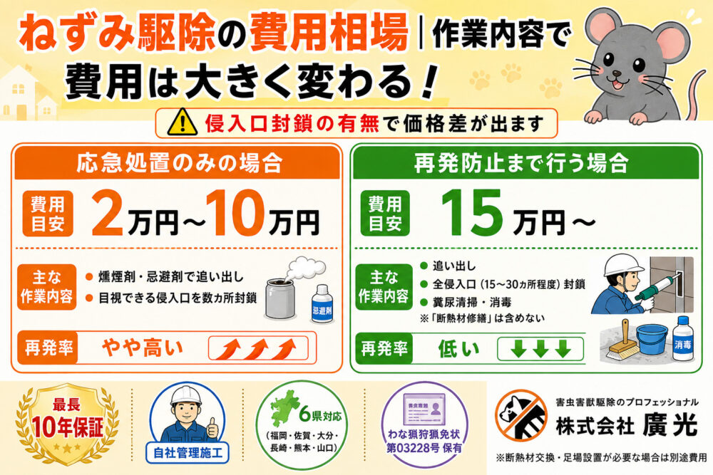 駆除作業と対策工事の違い|再発させ