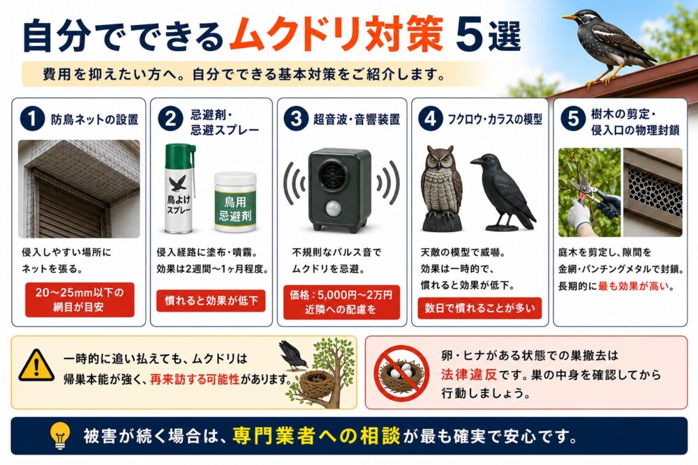 自分でできるムクドリ対策5選