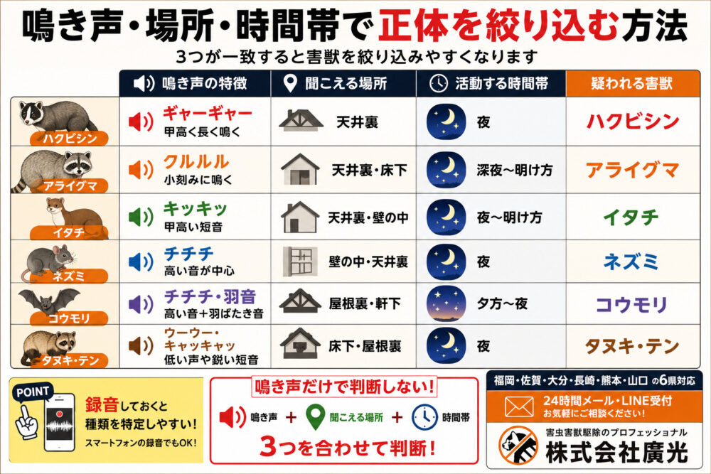 鳴き声・場所・時間帯で正体を絞り込む方法