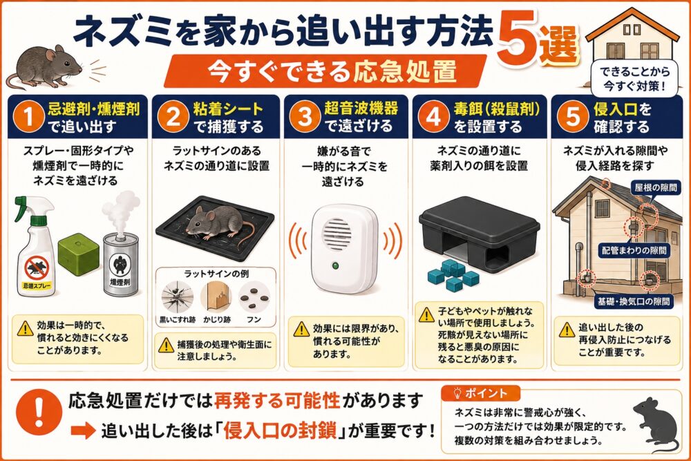 ネズミを家から追い出す方法5選|今すぐできる応急処置