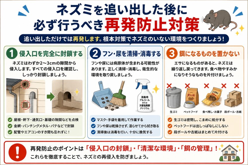 ネズミを追い出した後に必ず行うべき再発防止対策