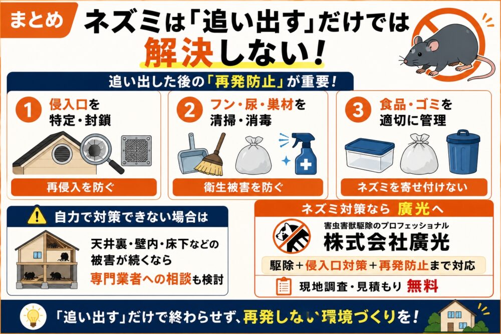 まとめ|ネズミは「追い出す」だけでは解決しない
