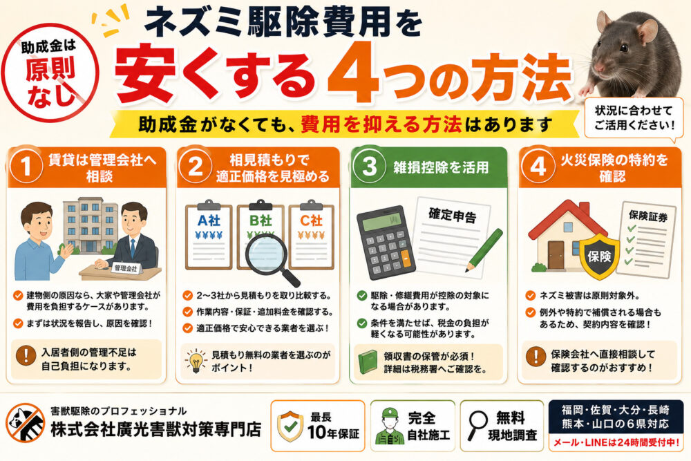 ネズミ駆除費用を安くする4つの方法
