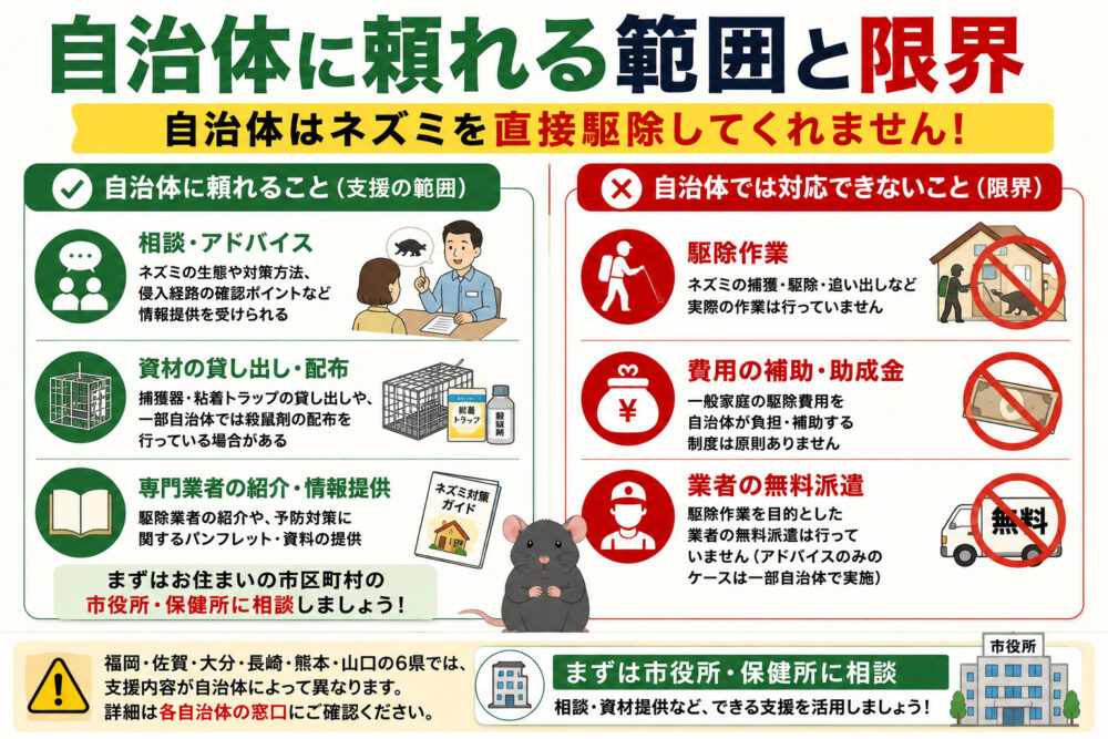 自治体に頼れる範囲と限界｜相談・資材提供が主で駆除はしてくれない