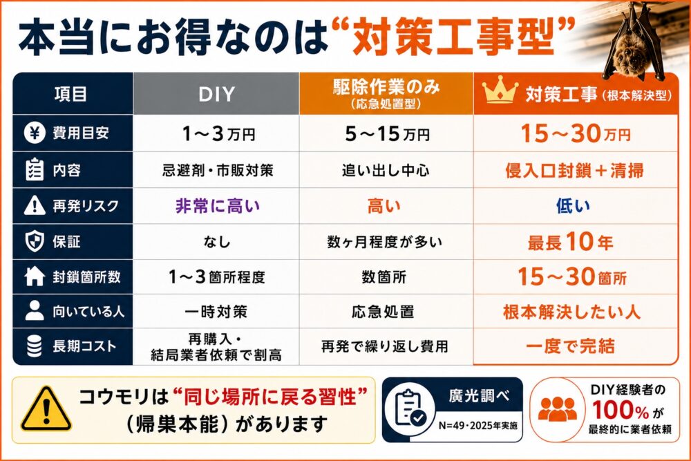 3つの選択肢 徹底比較表