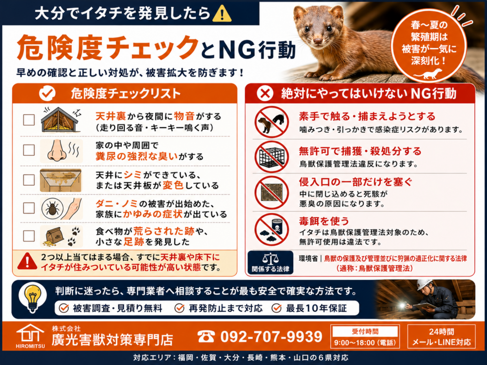 大分でイタチを発見したら|危険度チェックとNG行動