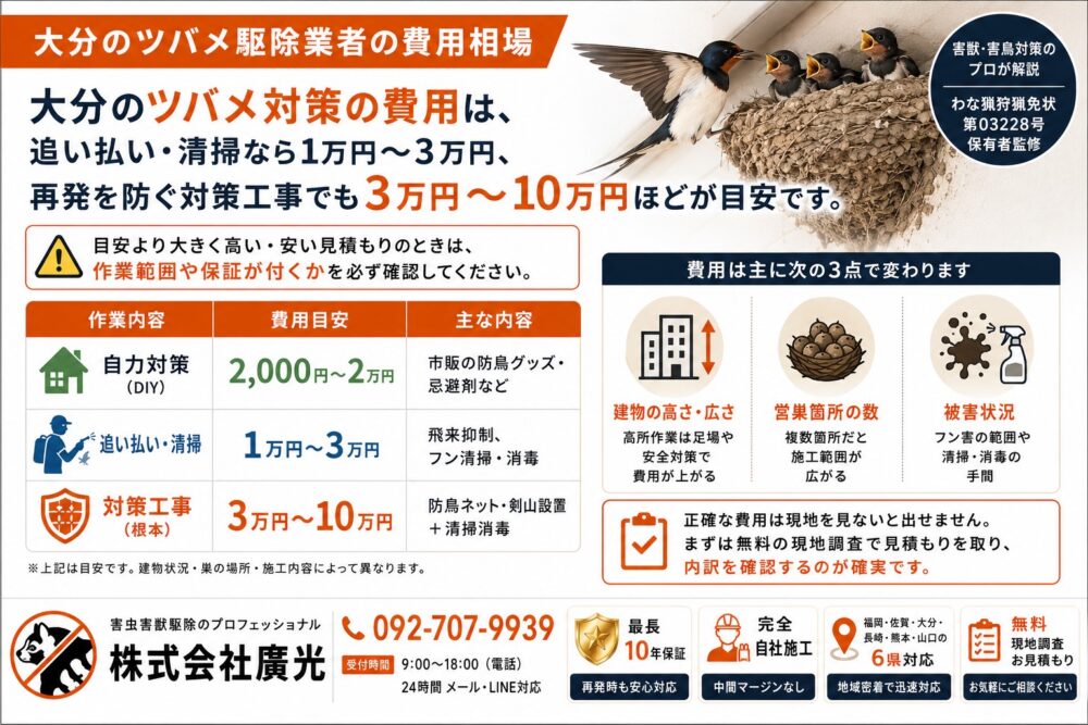 大分ツバメ対策の目安
