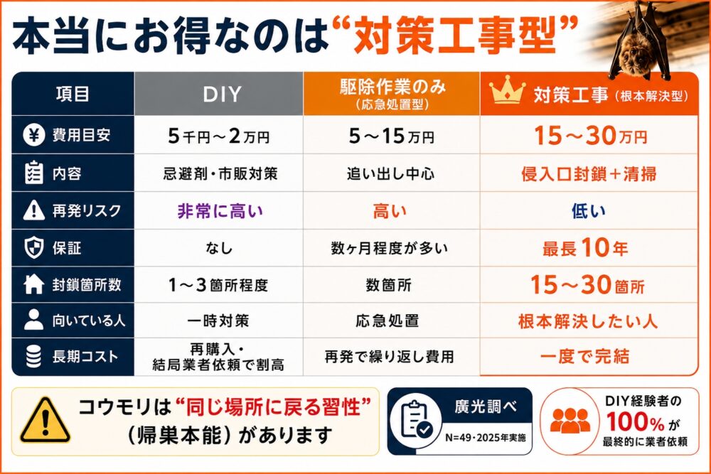 3つの選択肢 徹底比較表