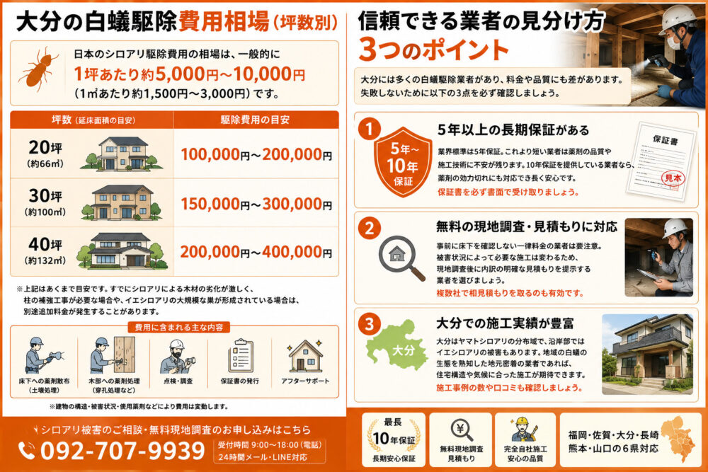 大分の白蟻駆除費用相場と業者選び