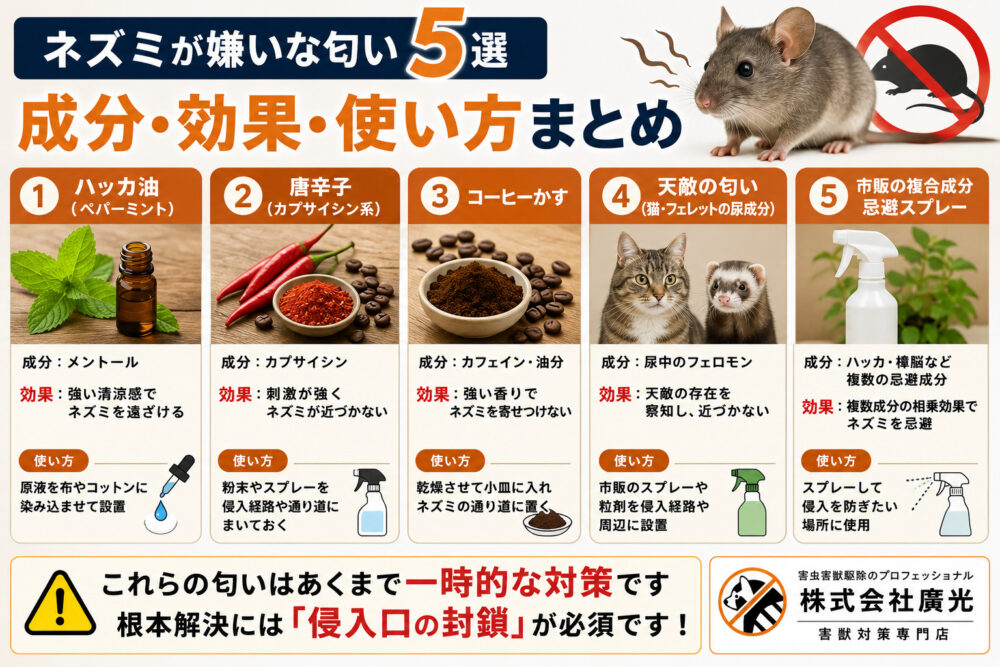 ネズミが嫌いな匂い5選｜成分・効果・使い方まとめ