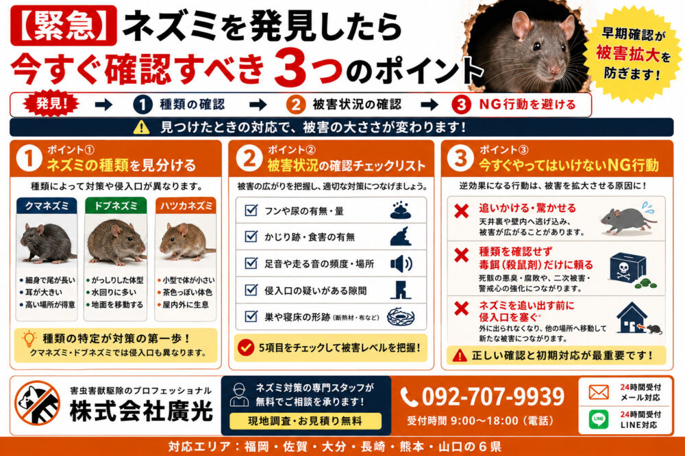 ネズミを発見したら今すぐ確認すべき3つのポイント