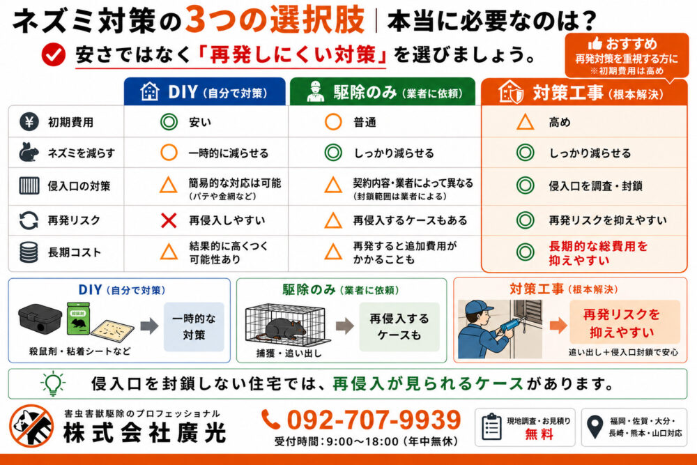 ネズミ対策の3つの選択肢|本当に必要なのは?