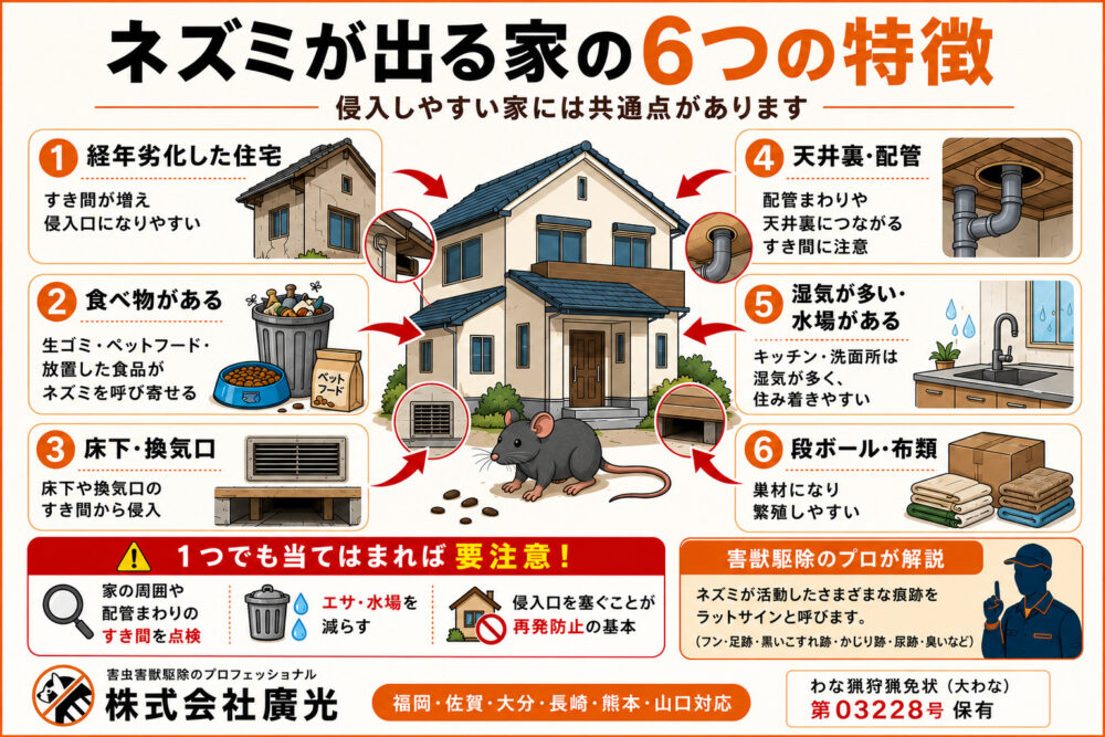 ズミが出る家の6つの特徴