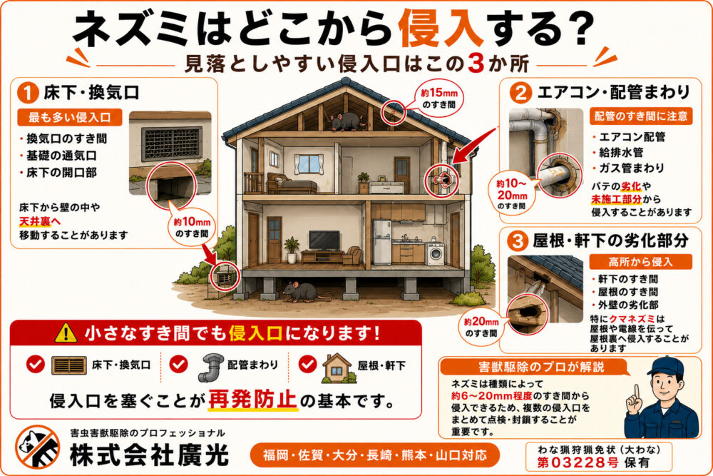 ネズミはどこから侵入する？主な経路