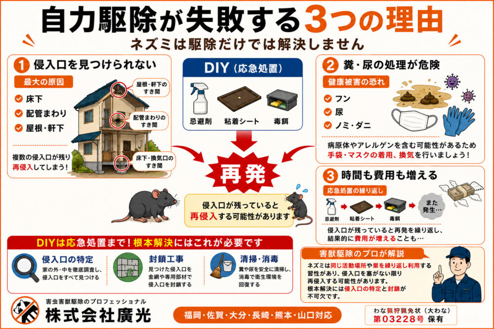 自力駆除が失敗する3つの理由