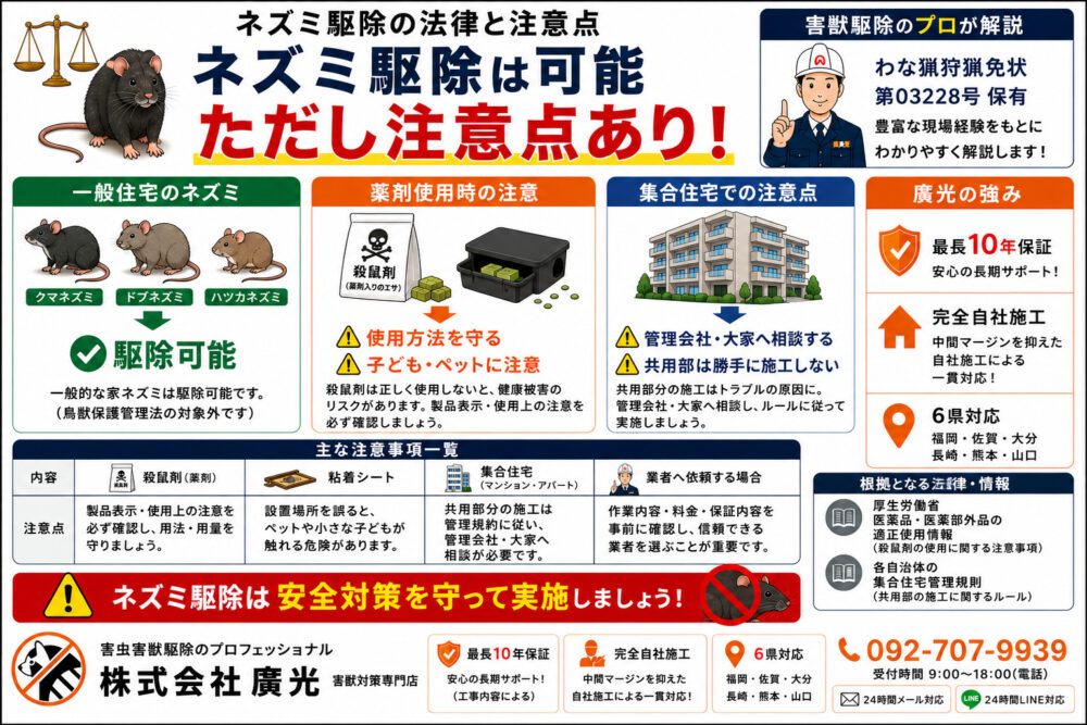 ネズミ駆除に関する法律と注意事項
