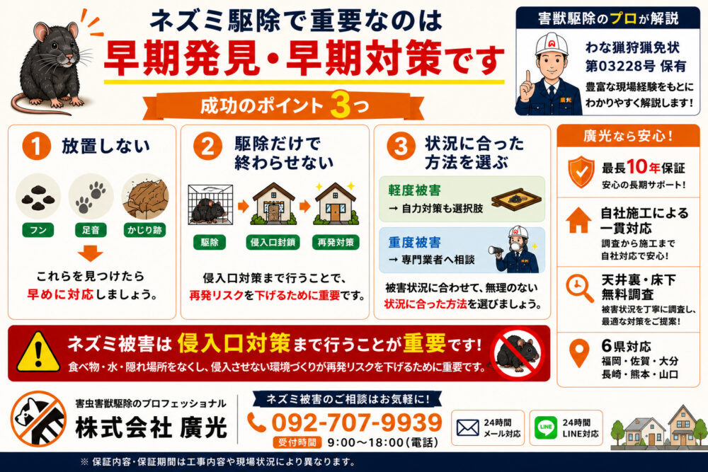 まとめ|ネズミ駆除は早期対応と適切な方法選択が成功の鍵