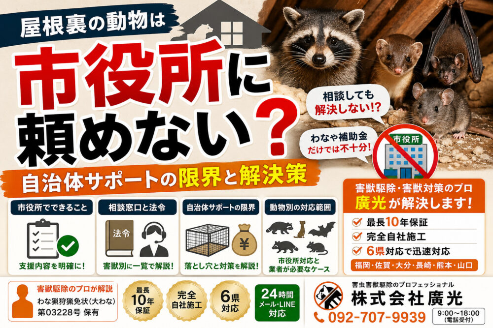 屋根裏の動物は市役所で駆除できない？自治体サポートの限界と解決策