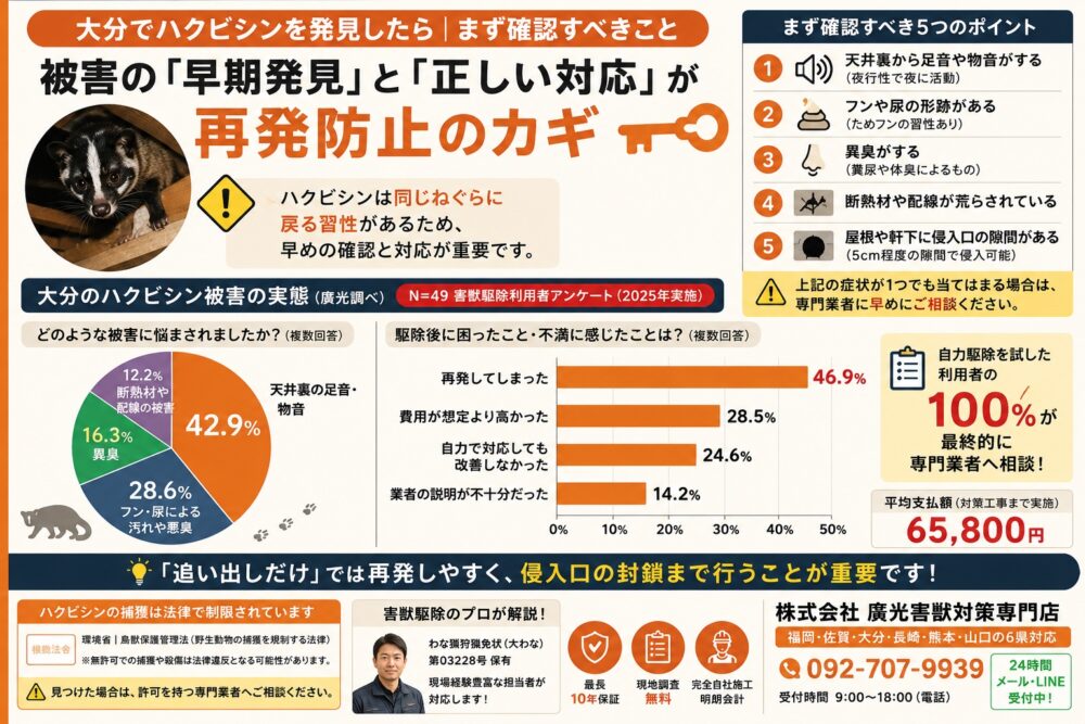 大分でハクビシンを発見したら｜まず確認すべきこと