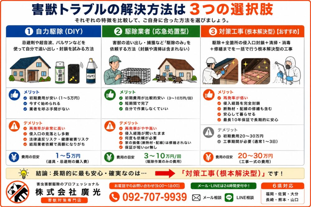 3つの選択肢　小動物 駆除