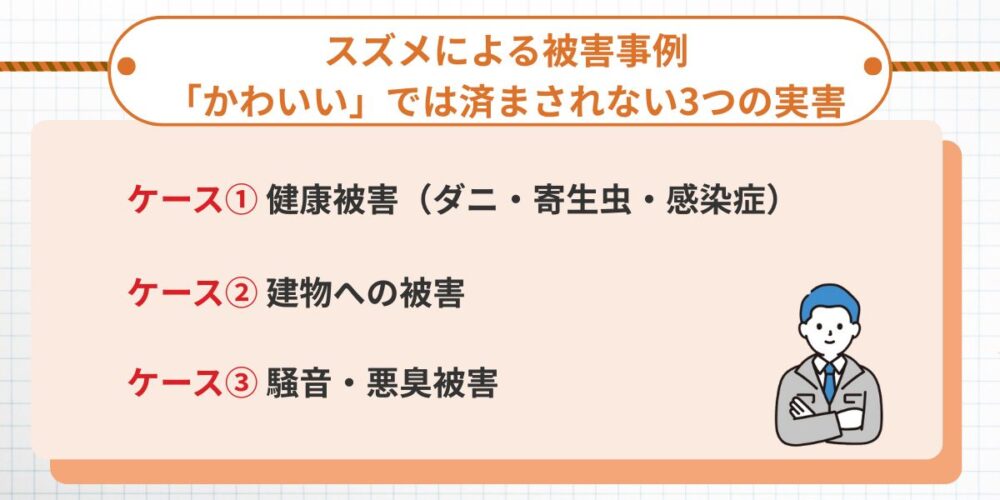 スズメによる被害事例|「かわいい」では済まされない3つの実害