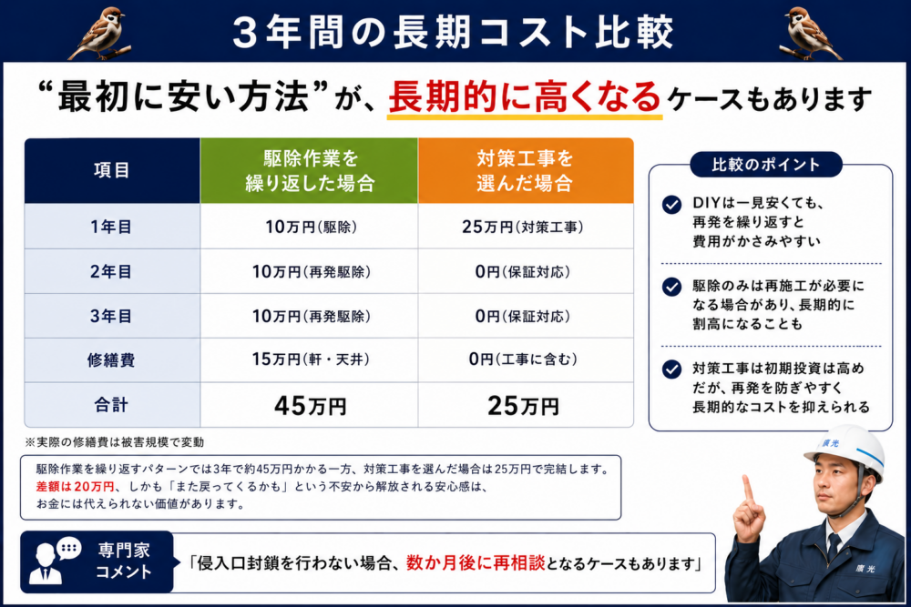 山口県 スズメ駆除コスト比較