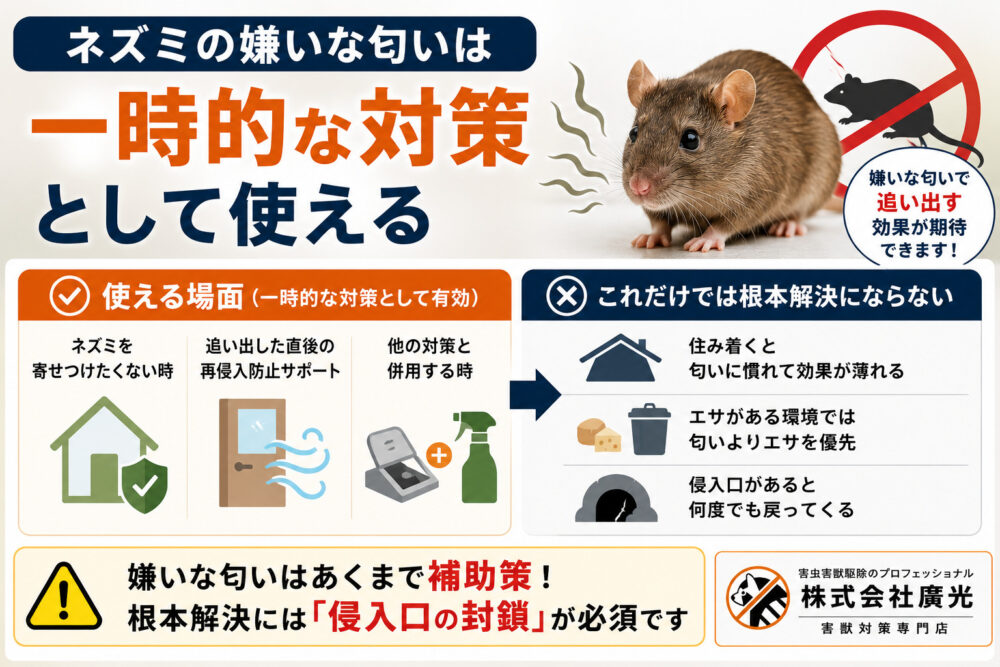 ネズミの嫌いな匂いは一時的な対策として使える