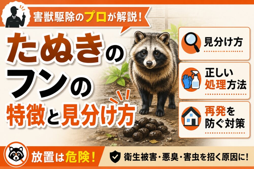 たぬきのフンの特徴と見分け方｜ためフンの危険性と正しい処理手順を解説