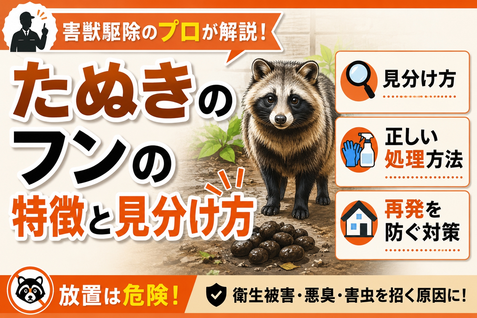 たぬきのフンの特徴と見分け方｜ためフンの危険性と正しい処理手順を