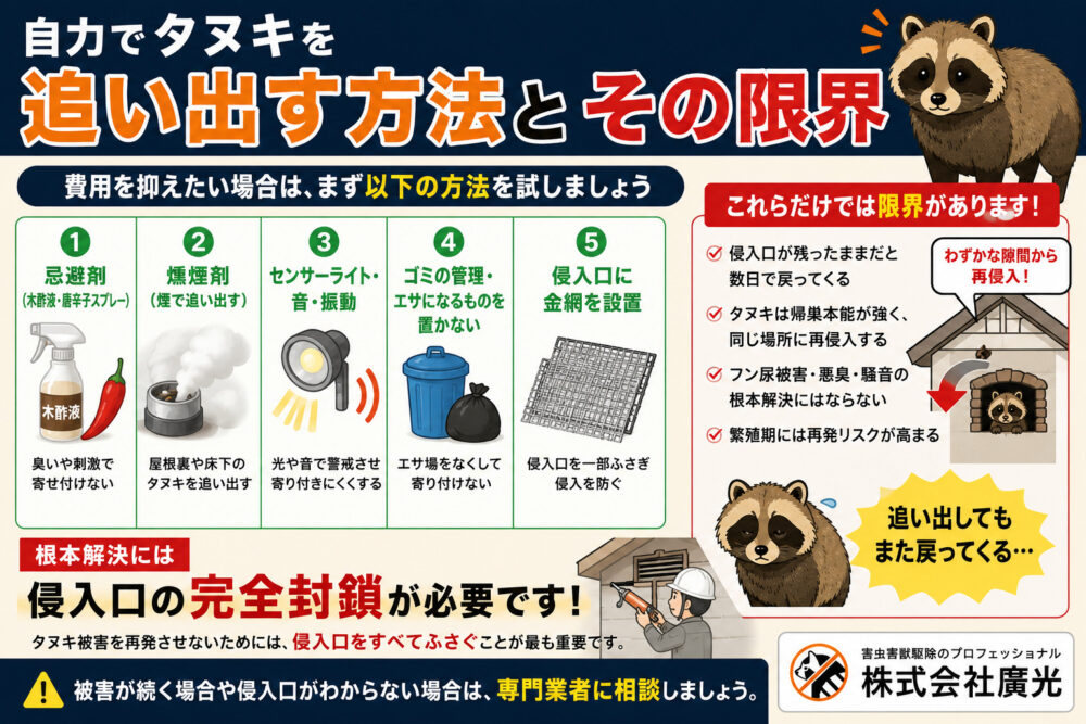 自力でタヌキを追い出す方法とその限界
