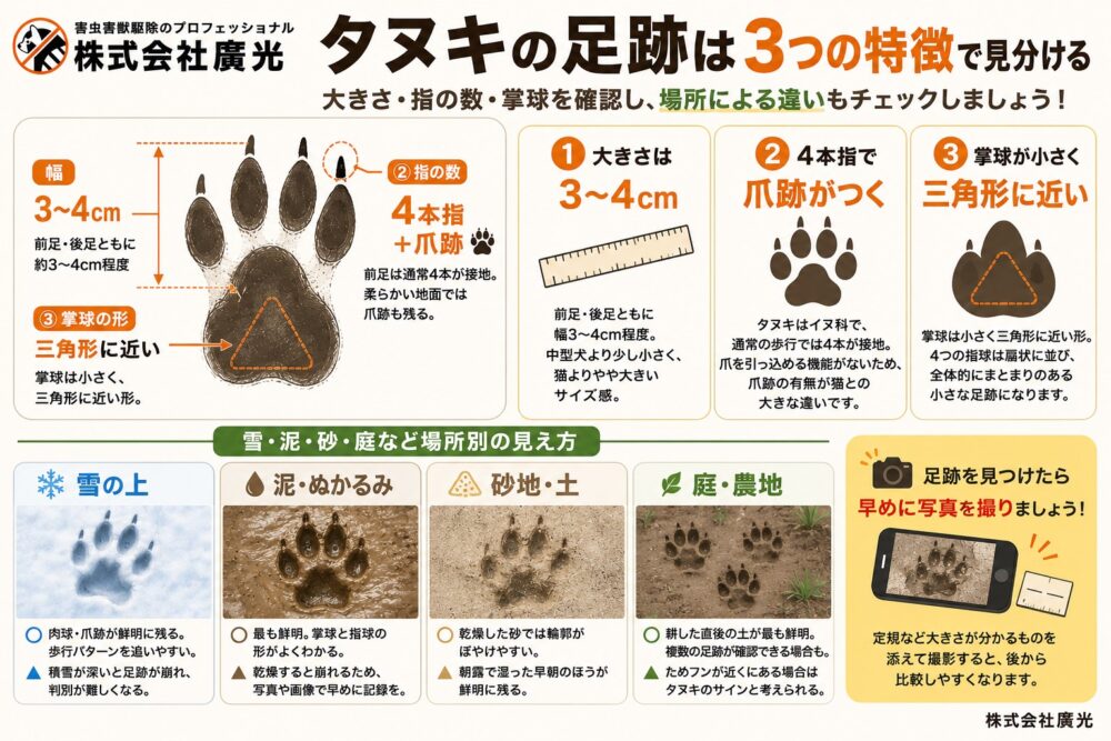 タヌキの足跡の3つの特徴