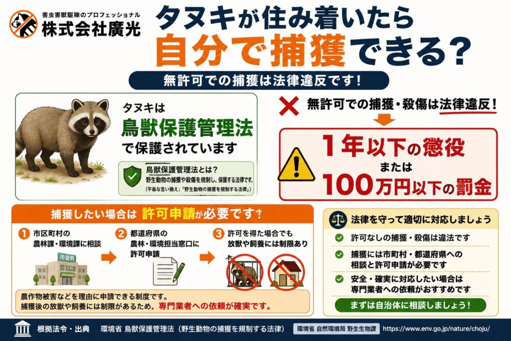 タヌキが住み着いている場合は自分で対処できる?