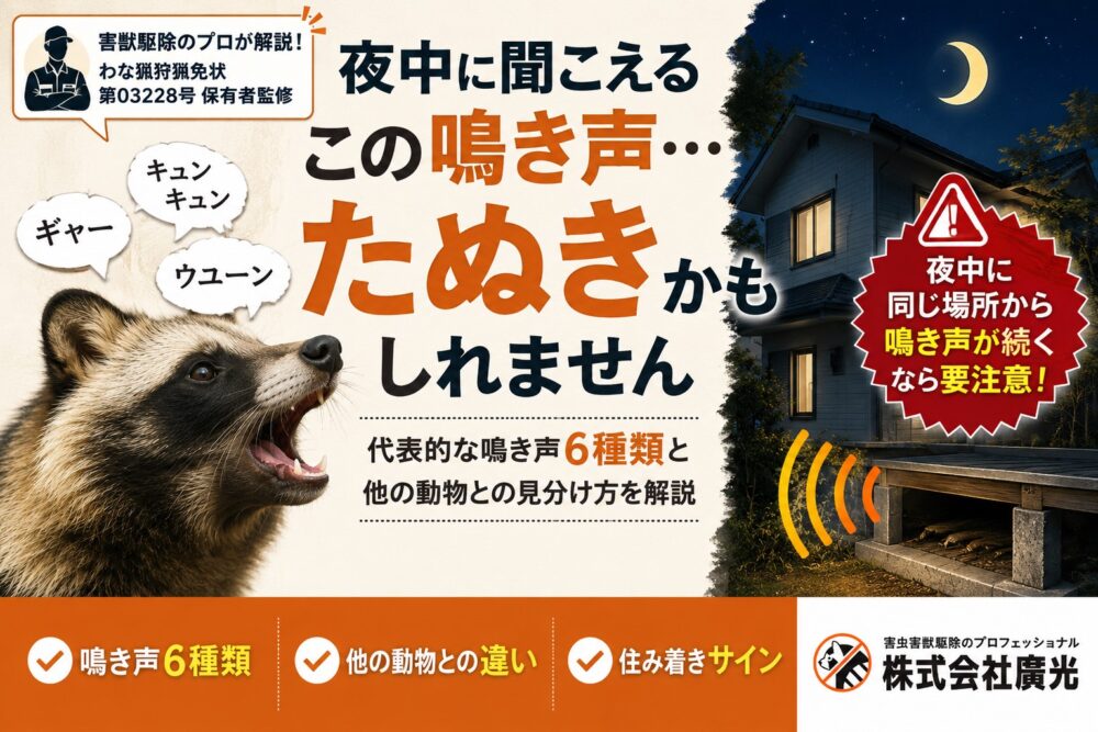 たぬきの鳴き声6パターンと意味｜夜中の正体を聞き分ける方法と対策