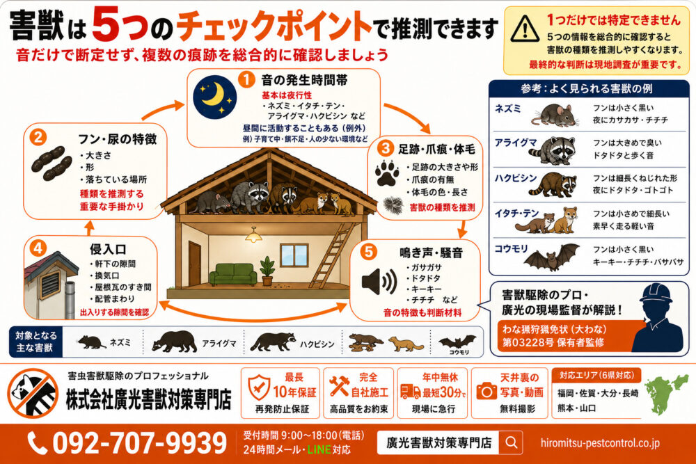 害獣を特定する5つのチェックポイント