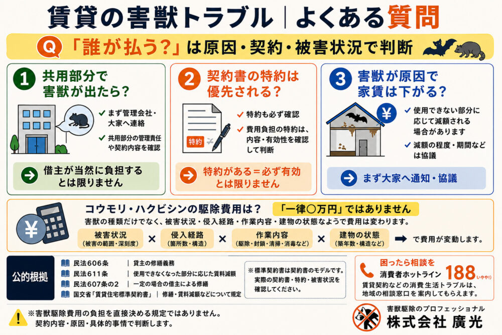 賃貸の害獣駆除費用に関するよくある質問