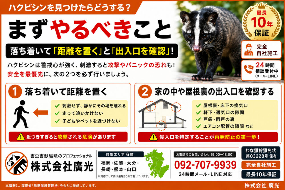 ハクビシンを見つけたらまずやるべきこと