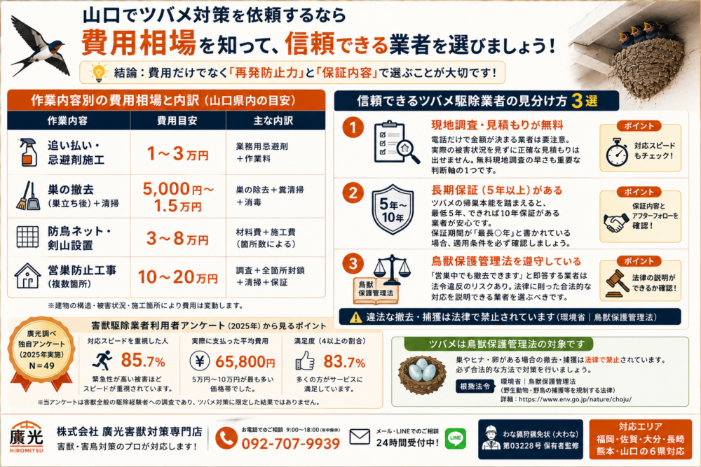 山口　ツバメ駆除相場