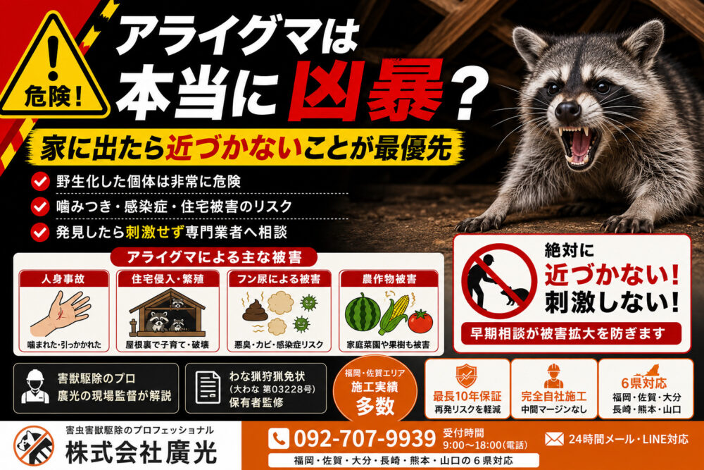 アライグマが狂暴といわれる理由と家に出たときにやってはいけないこと
