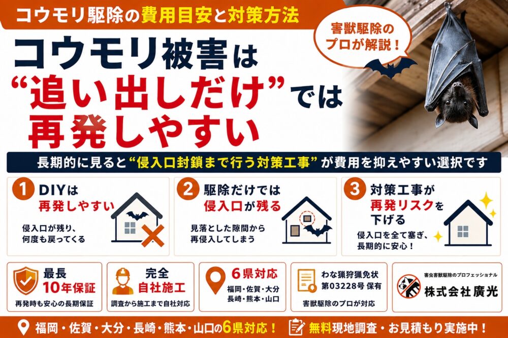コウモリ駆除の費用目安と対策方法｜業者選びで失敗しない5つのポイント