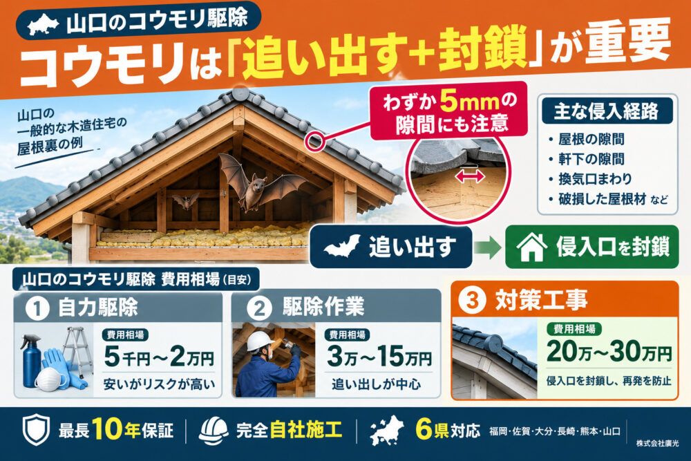 山口のコウモリ駆除費用の相場と業者選び｜再発しない対策をプロが解説