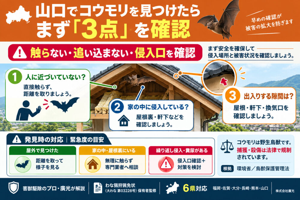 山口でコウモリを見つけたらまず確認すべきポイント