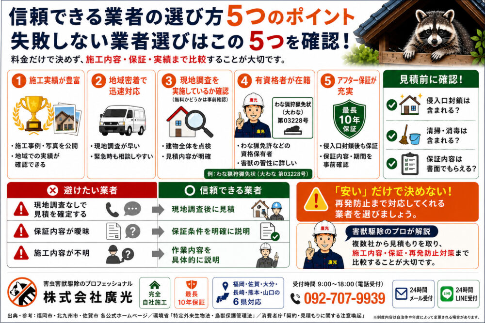 信頼できる業者の選び方5つのポイント