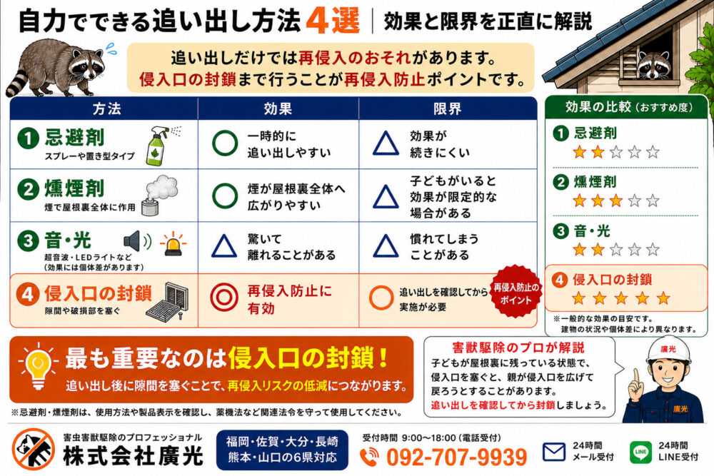 自力でできる追い出し方法4選|効果と限界を正直に解説