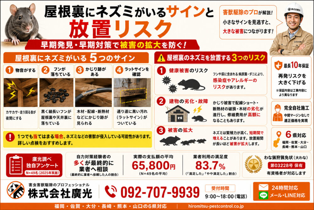 屋根裏にネズミがいるサインと放置リスク