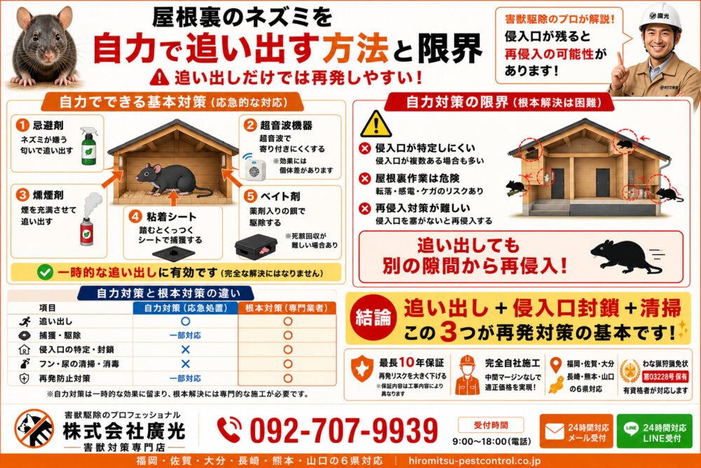 屋根裏のネズミを自力で追い出す方法と限界