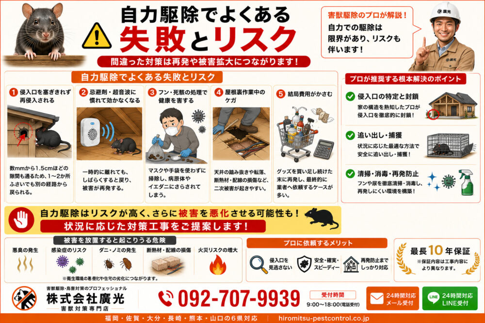 自力駆除でよくある失敗とリスク