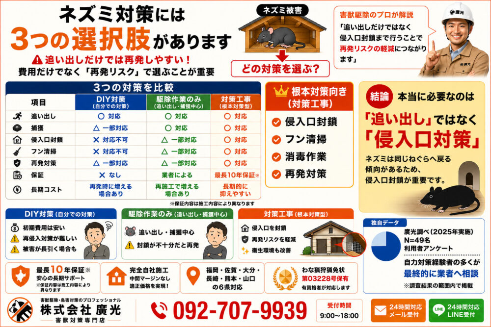 ネズミ対策の3つの選択肢｜本当に必要なのは？