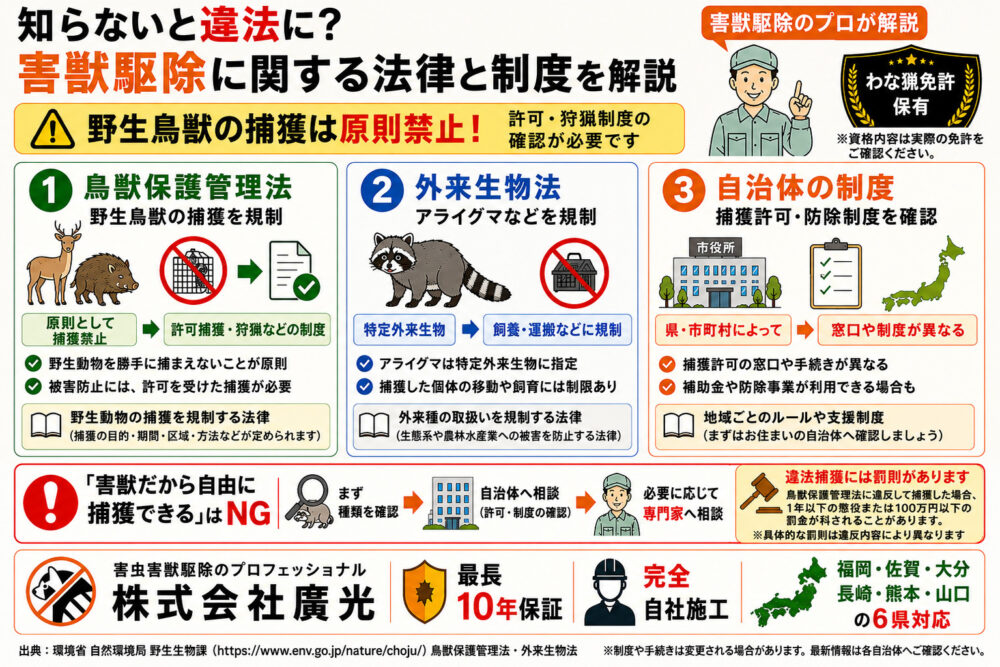 詳細：環境省自然環境局野生生物課知らないと違法に？害獣駆除に関する法律と制度を解説