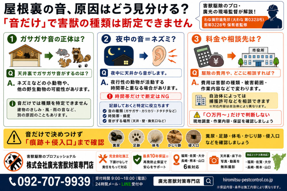 屋根裏の音と動物に関するよくある質問