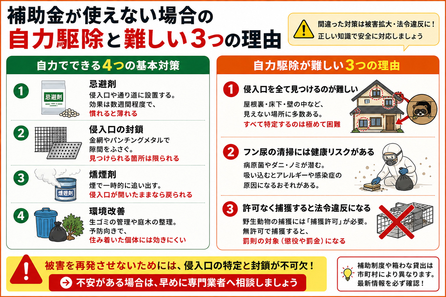 補助金が使えない場合の自力駆除と難しい3つの理由